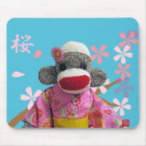 Sakura Sock Monkey Mousepad by Princess_Monkey Sakura Sock Monkey Mousepad