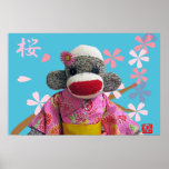 Sakura Sock Monkey Poster posters
