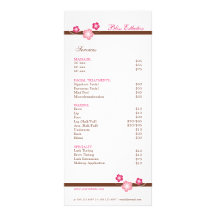 Sakura Spa Menu Template Full Color Rack Card