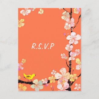 Sakura: Wedding RSVP Postcards postcard