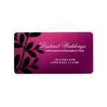 SALE! Elegant Wedding Label Leaves Pink Purple