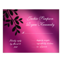 SALE! RSVP Reply Card Leaves Pink Purple Black Custom Invitations