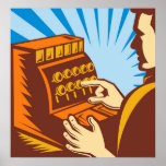 sales clerk with cash register wpa style posters