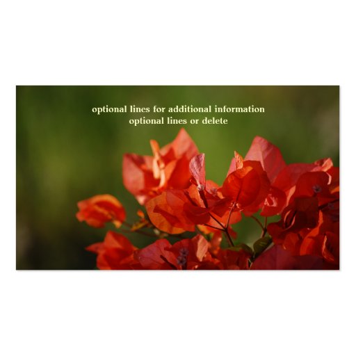 Sales or Administrative Poppy Colored Flowers on G Business Card Template (back side)