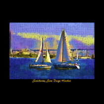 Saliboats, San Diego Harbor posters
