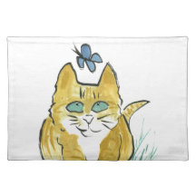 Sally, Marmalade Kitten sees a Butterfly Place Mat