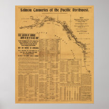 Salmon Canneries of the Pacific Northwest Map Posters
