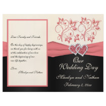 Salmon, Cream and Black Floral Wedding Program Full Color Flyer
