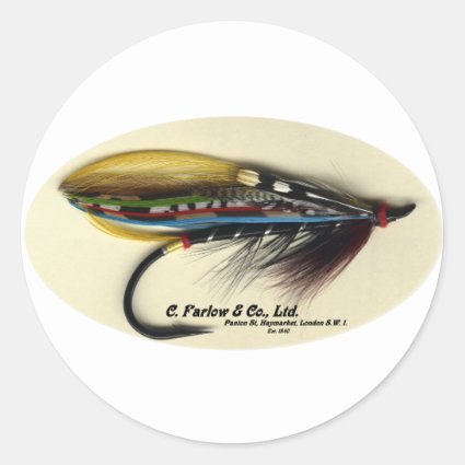 Salmon Fly- Black Doctor feather wing Round Stickers