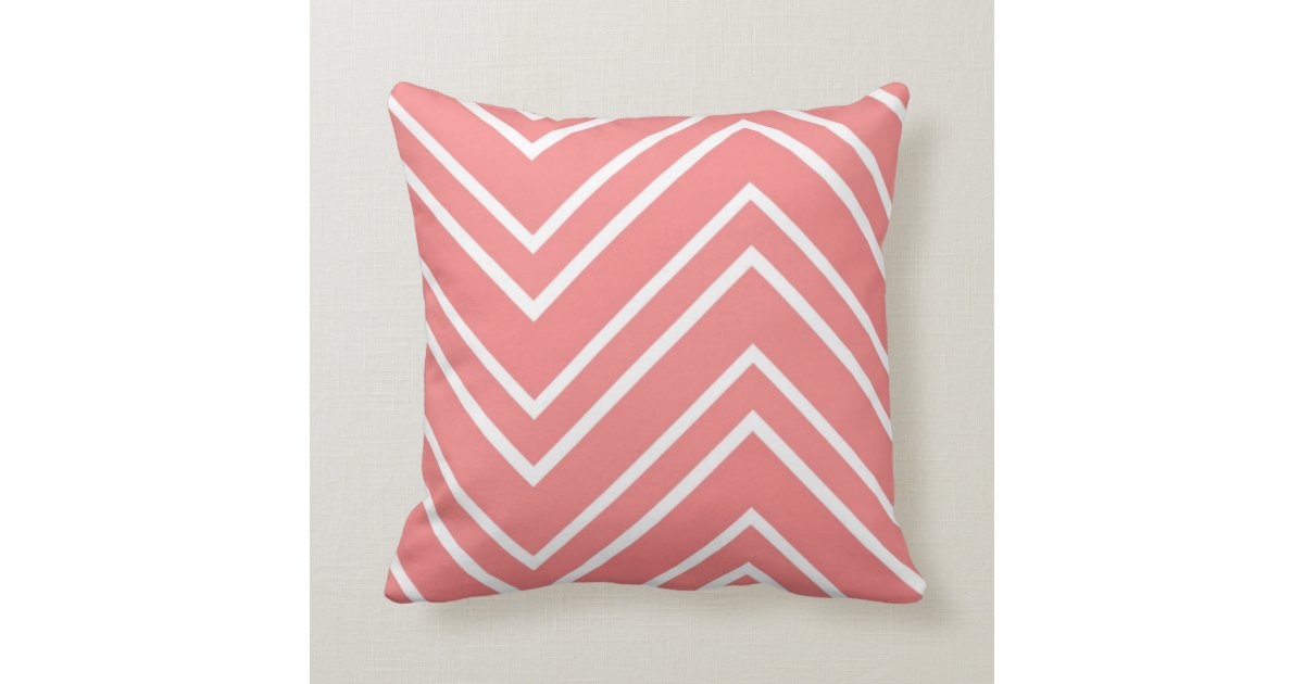 Salmon Pink and White Large Chevron Pattern Throw Pillow Zazzle