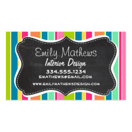 Salmon Pink & Seafoam Green; Vintage Chalkboard Business Card Template