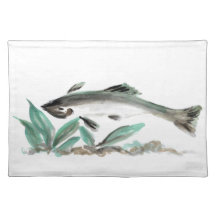 Salmon, Sumi-e Place Mats