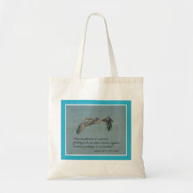 Salmos 91:4 con Pelicano Volando Canvas Bags