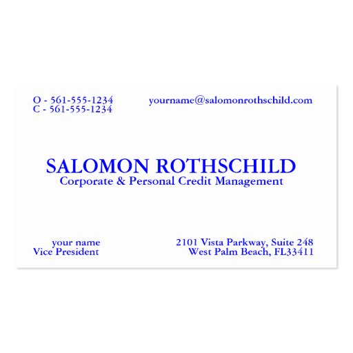 SALOMON ROTHSCHILD BUSINESS CARD TEMPLATE (front side)