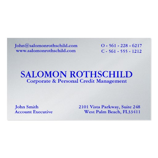 SALOMON ROTHSCHILD BUSINESS CARD TEMPLATES (front side)