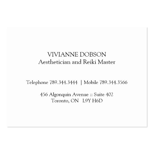 Salon and Day Spa Business Cards (back side)