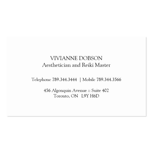 Salon and Day Spa Business Cards (back side)