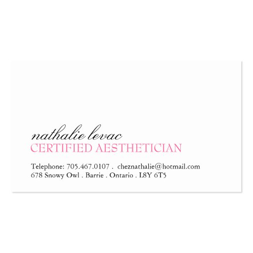 Salon and Spa Business Card (back side)