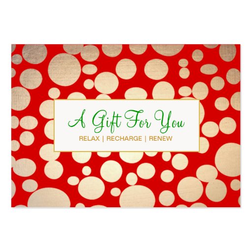Salon and Spa Faux Gold Holiday Gift Certificate Business Cards (front side)