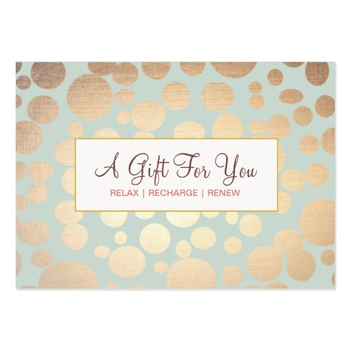 Salon and Spa Faux Gold Leaf Look Gift Certificate Business Card Template (front side)