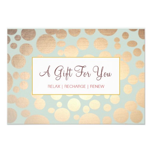 Salon and Spa Faux Gold Leaf Look Gift Certificate Invites