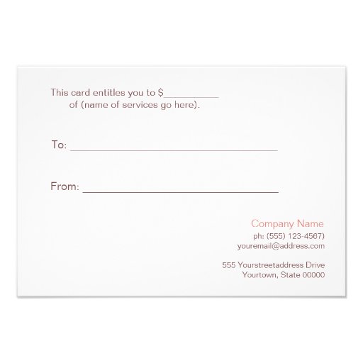 Salon and Spa Faux Gold Leaf Look Gift Certificate Invites