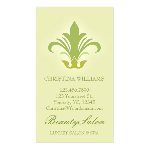 Salon appointment, beauty, spa green business card (back side)
