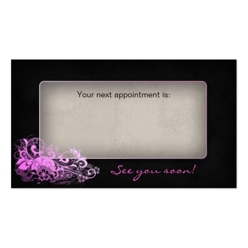 Salon Appointment / Business Card Pink Floral (back side)