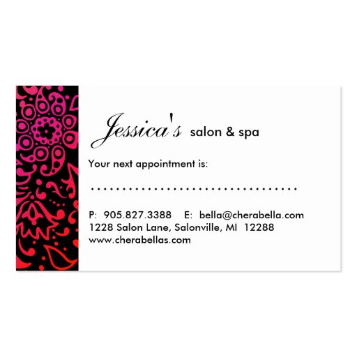 Salon Appointment Card Butterfly Woman Colorful Business Cards (back side)