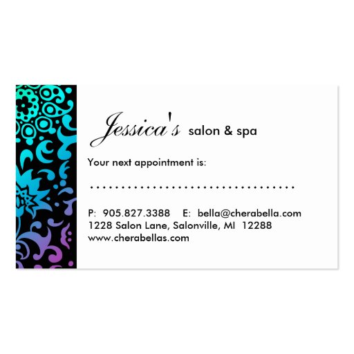 Salon Appointment Card Butterfly Woman GBP Business Cards (back side)