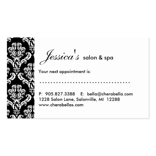 Salon Appointment Card Butterfly Woman Silhouette Business Cards (back side)