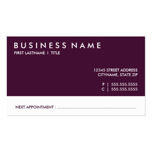 salon appointment card : emo style business card (back side)