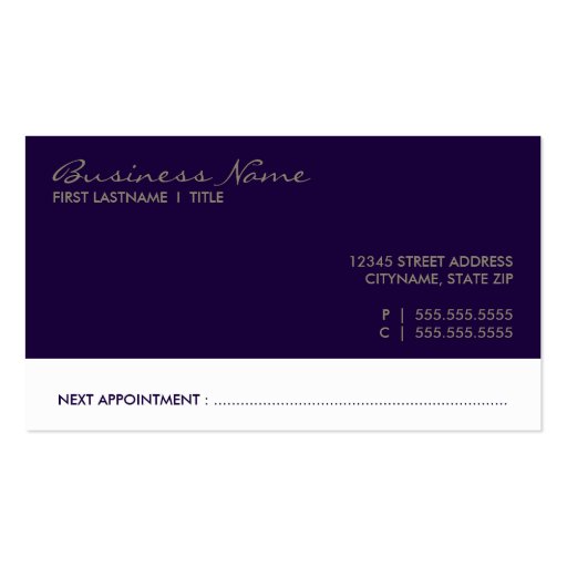 salon appointment card : emo style business card template (back side)