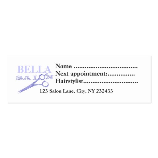 Salon Appointment Design with Hair  Scissors Business Card Templates (back side)