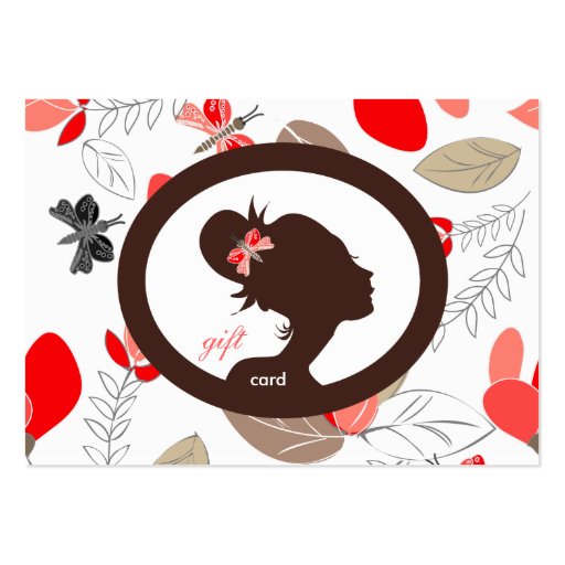 Salon Beauty Gift Card Butterfly Flowers Red Business Card Template