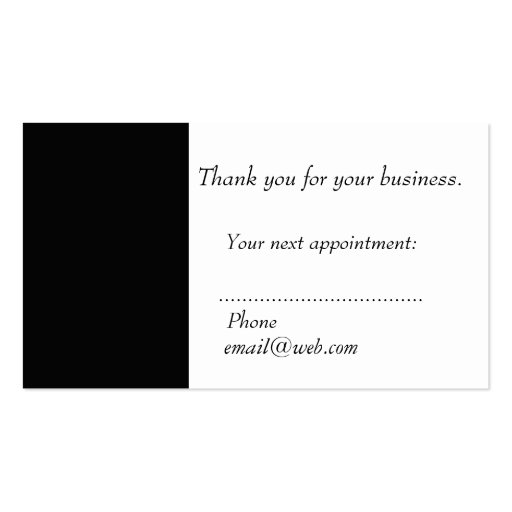 Salon Black and White  Scissors Business Card Templates (back side)