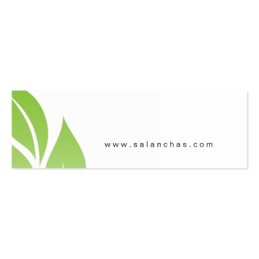 Salon Bookmark Spa bold leaf floral flower green Business Card Templates (back side)