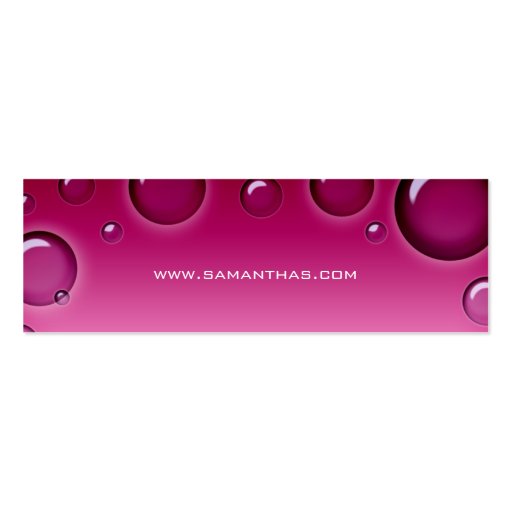 Salon Bookmark Spa bubbles pink Business Card Template (front side)