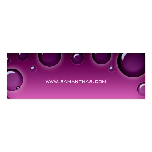 Salon Bookmark Spa bubbles purple pink Business Cards (front side)