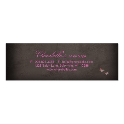 Salon Bookmark Spa Butterfly Floral pink Business Card Templates (back side)