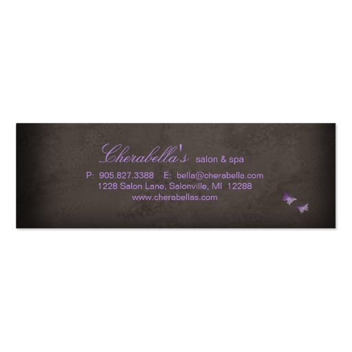 Salon Bookmark Spa Butterfly Floral purple Business Cards (back side)