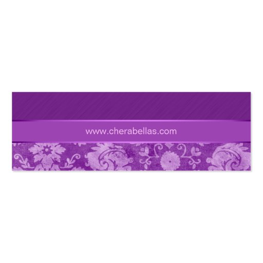 Salon Bookmark Spa damask floral flower purple Business Card (front side)