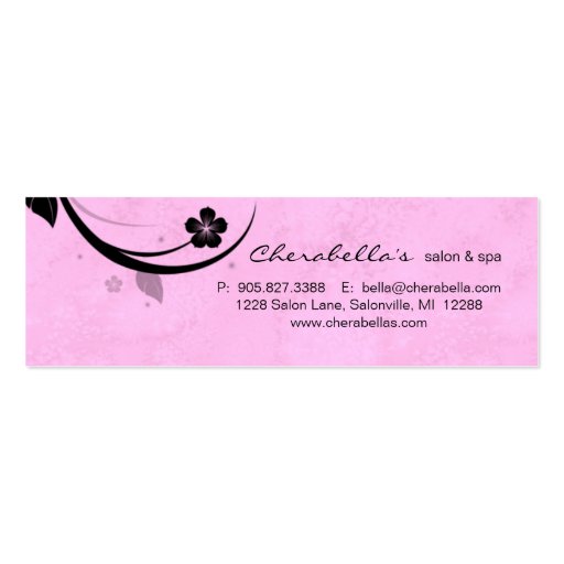 Salon Bookmark Spa Floral watery pink Business Card Templates (back side)