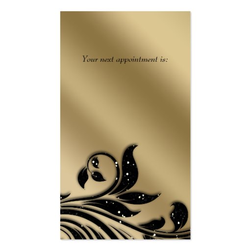 Salon Business Card Elegant Black Gold (back side)