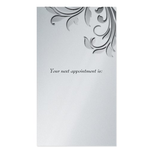 Salon Business Card Elegant Floral Silver (back side)