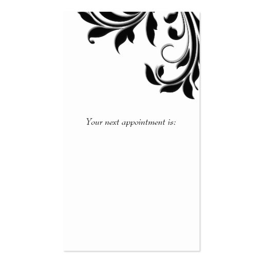 Salon Business Card Elegant Floral White Black (back side)