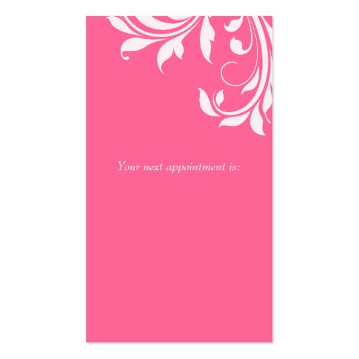 Salon Business Card Elegant Floral White Pink (back side)