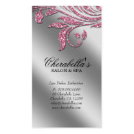 Salon Business Card Elegant Pink Silver Sparkle Le