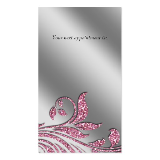 Salon Business Card Elegant Pink Silver Sparkle Le (back side)