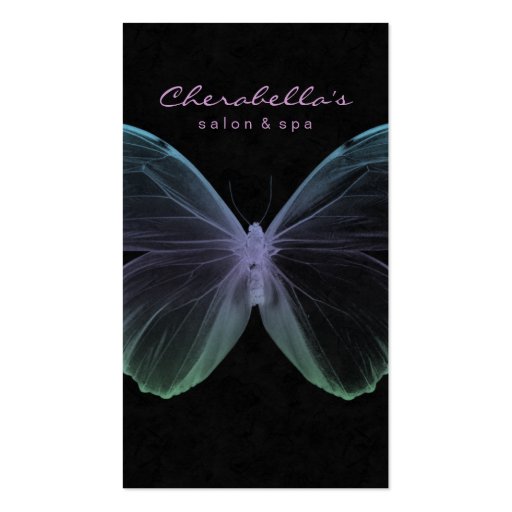 Salon Business Card Spa Butterfly Blue Purple (front side)